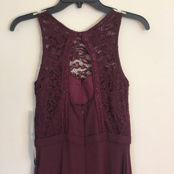 Bill Levkoff Bridesmaid Gown Dress #7027 Lace Chiffon Wine Size 2 New with tags - Picture 5 of 10